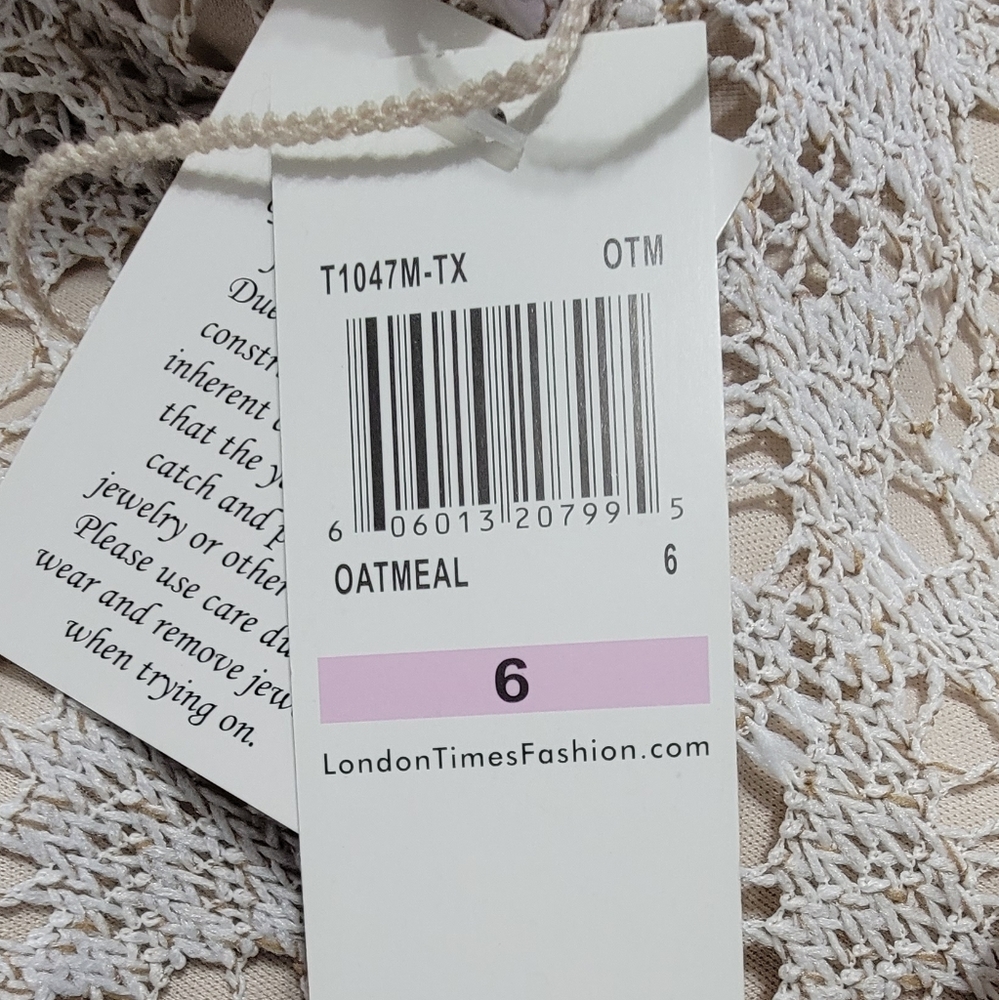 London Times Oatmeal Colored Lace Over Sleeveless Maxi Dress 6. - Picture 8 of 15